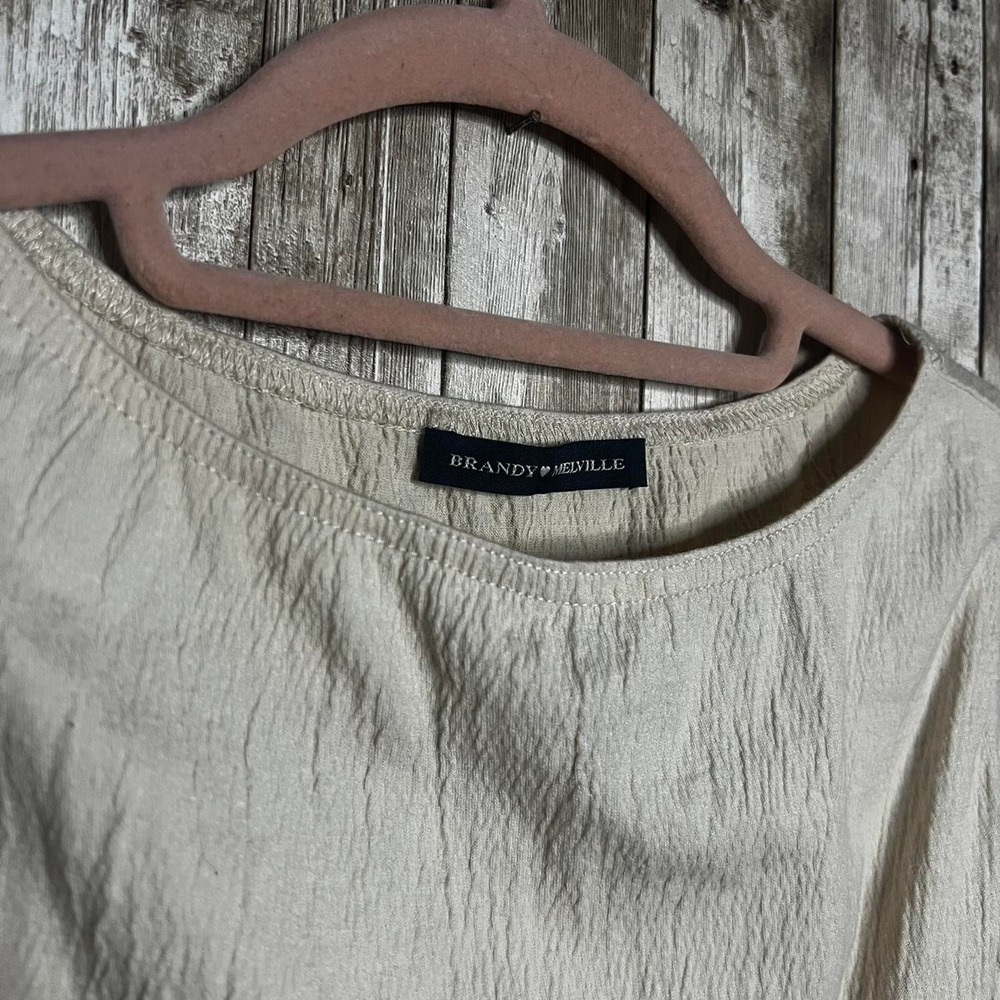 Cream Brandy Melville Tank with Wrinkle Texture One Size - Picture 2 of 6